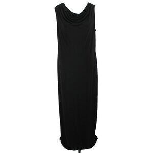 Calvin Klein Maxi Dress Womens Size L Solid Black Sleeveless Cowl Neck Knit